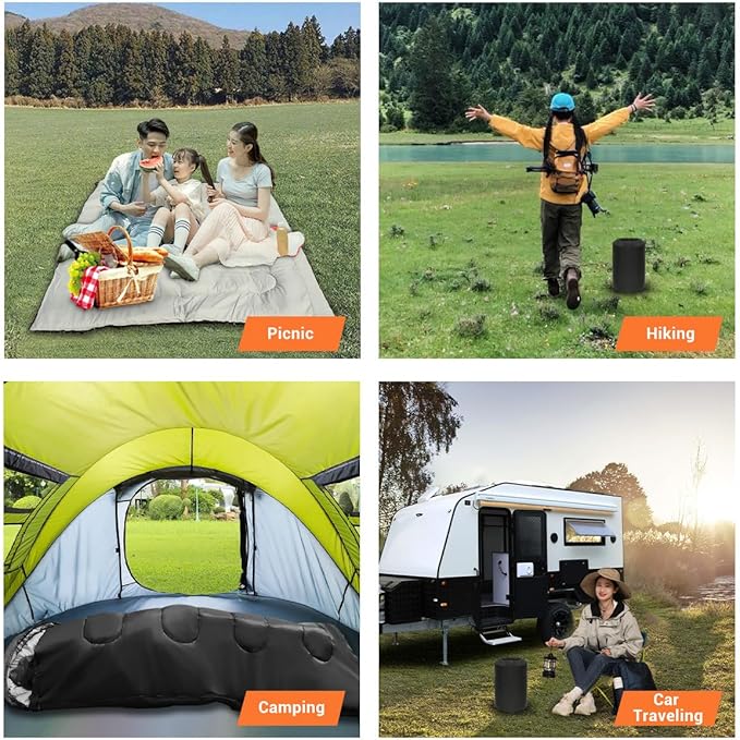 Adult Single Sleeping Bag Gray Heated 5 Heating Zones 3 Adjustable Heating for Cold Weather with Compression Bag