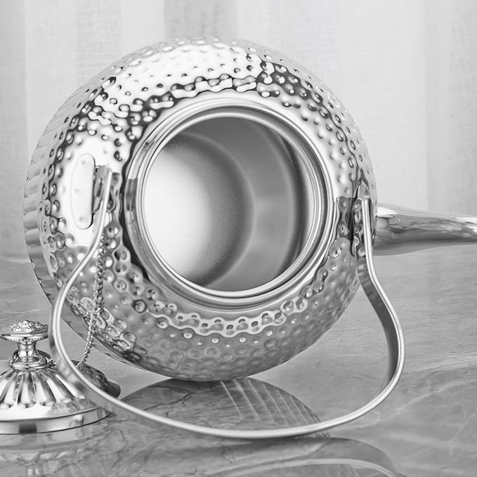 SANQIAHOME Antique 1.5L (50Oz) Stainless Steel Teapot with Infuser Silver