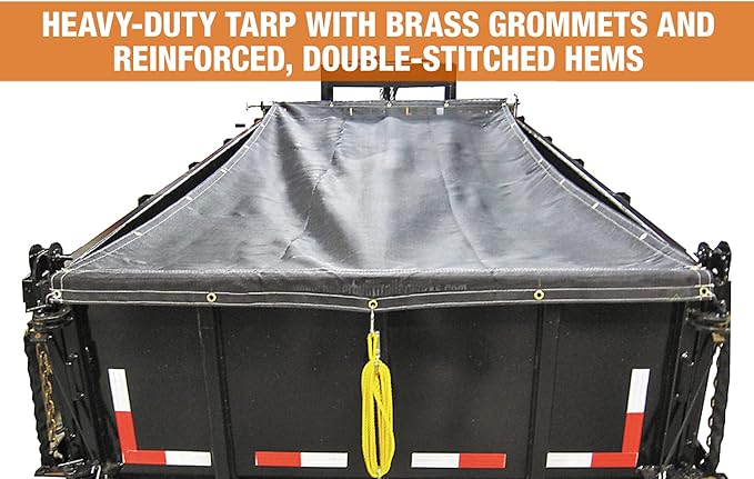Buyers Products DTR6518 Aluminum Tarp System With Mesh Tarp, 6-1/2 ft. x 18 ft., Dump Body Tarp Kit, Dump Trailer Accessories, Dump Body Accessories
