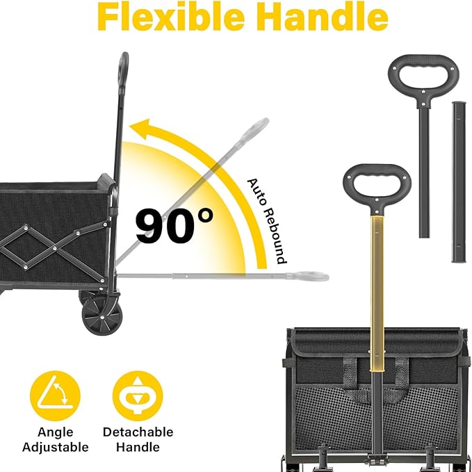 ARTIST'S DREAM Wagons carts Foldable|Collapsible Wagon|360lbs.Wagon cart with Wheels Foldable|Collapsible Wagon with Wheels Folding|Portable Utility Wagon for Camping,Sports,Shopping,Travel,Black
