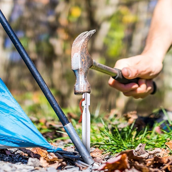 12 Pack Tent Stakes, 7075 Ground Metal Camping Aluminum Tent Pegs, Lightweight Tent Stakes Heavy Duty Spikes Camping Accessories