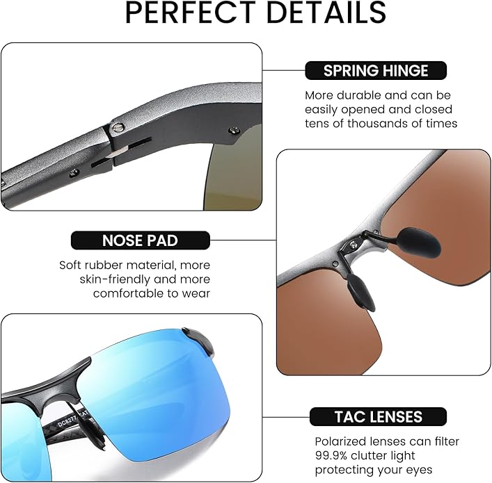 DUCO Mens Sunglasses Polarized Sports Fishing Running Driving Carbon Fiber Sunglasses for Men UV400 Protection DC8277