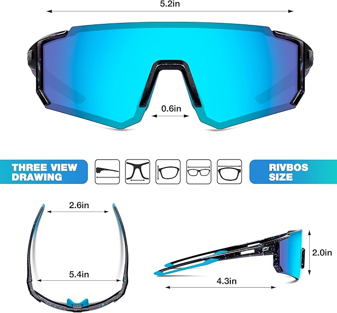 RIVBOS Youth Baseball Sunglasses for Kids(Boys&Girls) Polarized UV Protection Cycling Glasses RYS008