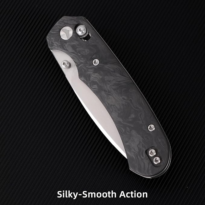 Folding Pocket Knife,3.31” M390 Blade,Erogonomic Titanium Handle,Hunting Survival Knife,EDC Knife for Hunting Camping Survival Outdoor Fishing Hiking(Black&Grey)