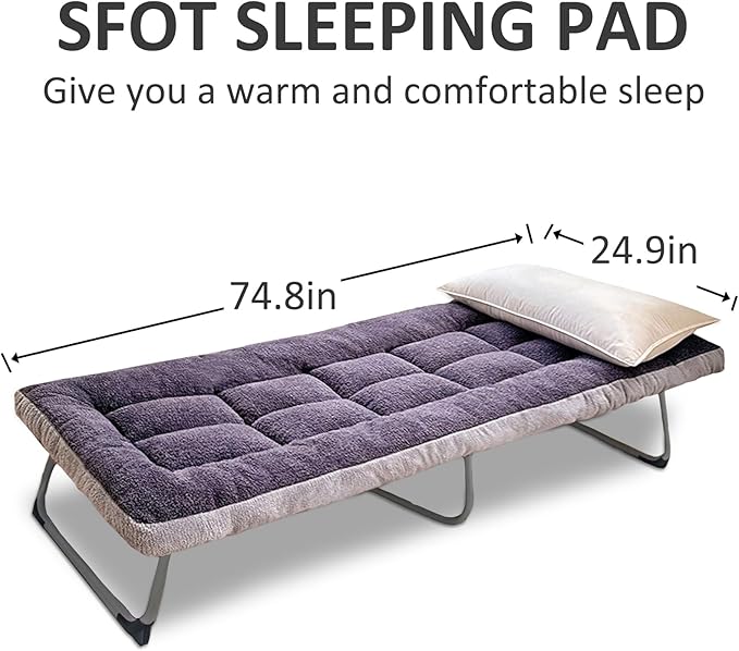 Thick Camping Sleeping Pad - Lamb Fluff Camping Cot Pads for Adult, Soft Sleeping Mat, Non-Slip Camping Mattress Pad for Car Tent