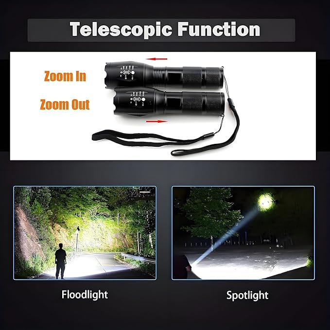 LED Flashlights 10 Pack, Bright Tactical Flashlight High Lumens with 5 Modes, Waterproof Zoomable Flash Light, Portable Torch for Camping Hiking Outdoor Home Emergency