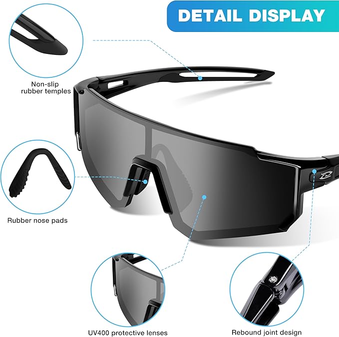 RIVBOS Youth Baseball Sunglasses for Kids(Boys&Girls) Polarized UV Protection Cycling Glasses RYS008