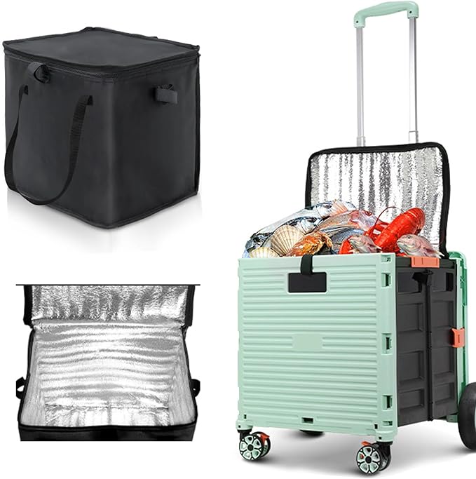 Cooler Bag Wheeled,Large Insulated Rolling Cooler Collapsible Leakproof Portable Hard Framed Ice Packs for Camping Picnic Beach Travel