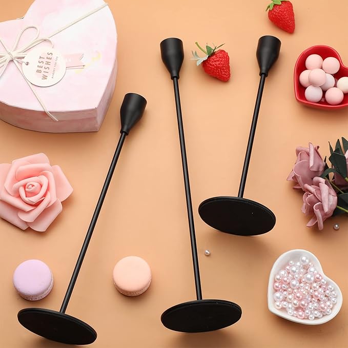 27 Pack Candles Holder, 9 Sets Taper Candlestick Holders Fit 0.75 Inch Thick Pillar Candles, Long Candle Sticks Centerpiece Decor for Home Wedding Dinning Party Anniversary(Black)