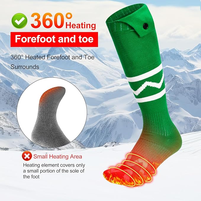 Heated Socks for Men Women with App Control, 8000mAh Battery Rechargeable, Electric Heating Warm Socks,360° Heating Warmth, Heated Toe Design, Foot Warmer for Skiing,Hiking, Hunting