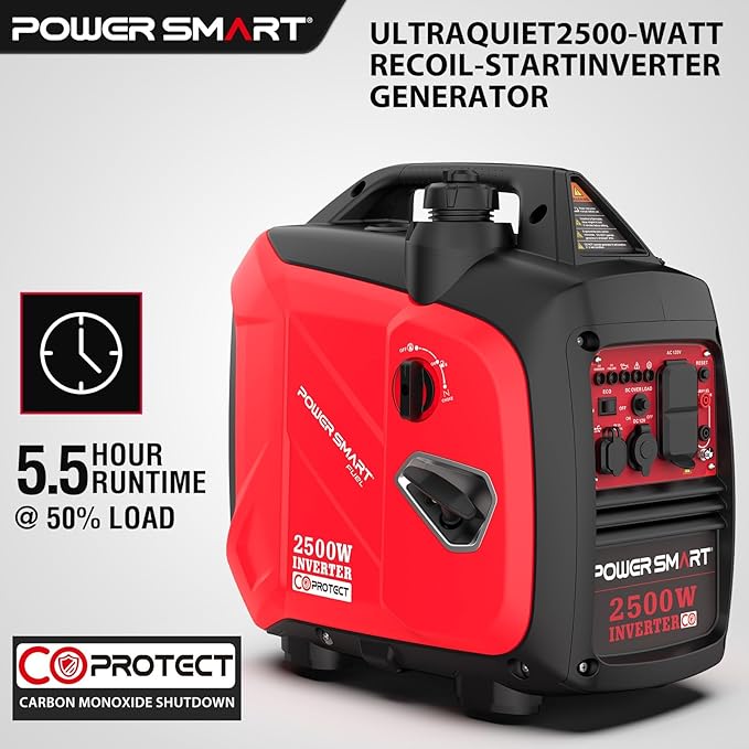 PowerSmart 2500-Watt Portable Inverter Generator with Quiet Technology and CO Protect