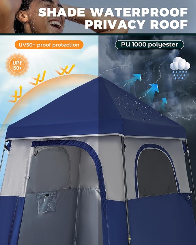 KingCamp Instant Shower Tent, Portable Superior Stable Privacy Shelter, Large Room Outdoor Toilet Tent with Floor for Beach, Camping & Hiking, Setup in Under 60s