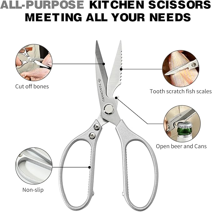 Poultry Scissors,Ultra Heavy Duty Kitchen Poultry Shears, Razor Sharp All Purpose Kitchen Scissor, 4,0mm Super Thick, Serrated Blades, Non Slip Stainless Steel Razor Sharp Cooking Scissors (1 Pack)