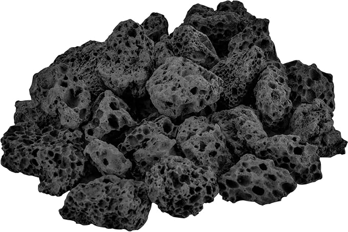 Mr. Fireglass Natural Lava Rock, 0.8"-1.2" Medium Volcanic Lava Rock for Indoor & Outdoor Fire Pits, Fireplaces, Fire Bowls & Fire Table, Decorative Garden Landscaping, Potted Plants -10 Pounds, Black