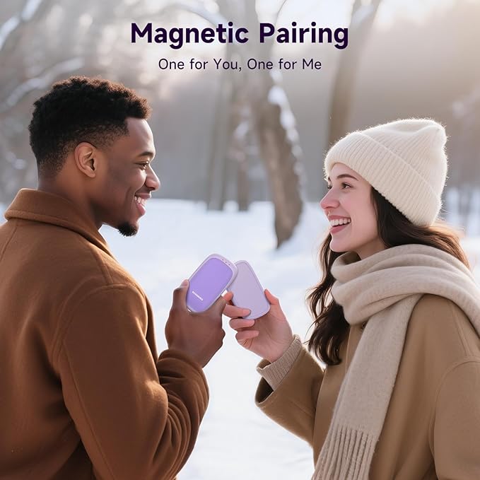 Electric Hand Warmers Rechargeable - 2 Pack Magnetic Pocket Heater Handwarmers with AI Chips, Portable Hunting Gear, Reusable Winter Essentials, Gift Ideas for Men, Women, Outdoor