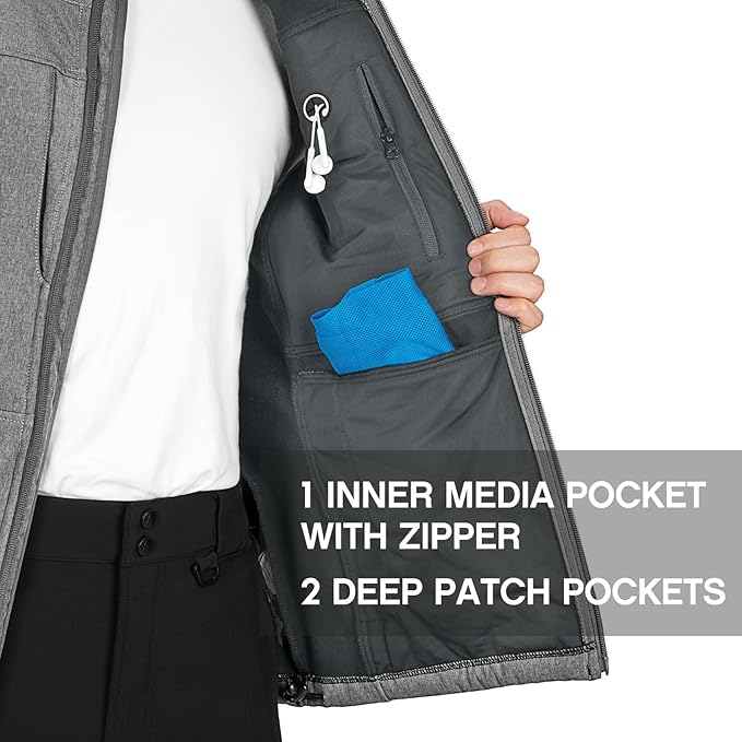 Outdoor Ventures Men's Running Vest Outerwear, Lightweight Windproof Fleece-Lined Softshell Sleeveless Jacket for Golf