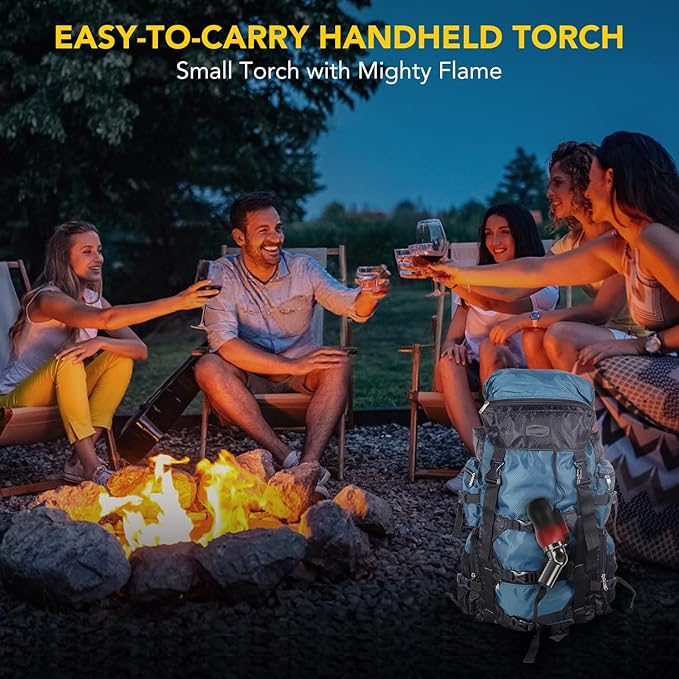 TBTeek Torch Lighter, Portable Kitchen Torch with 45° Rotatable Head and Adjustable Flame, Refillable Butane Torch Lighter for Soldering, Cooking, BBQ, Fireplaces, Red-Black (Gas Not Included)