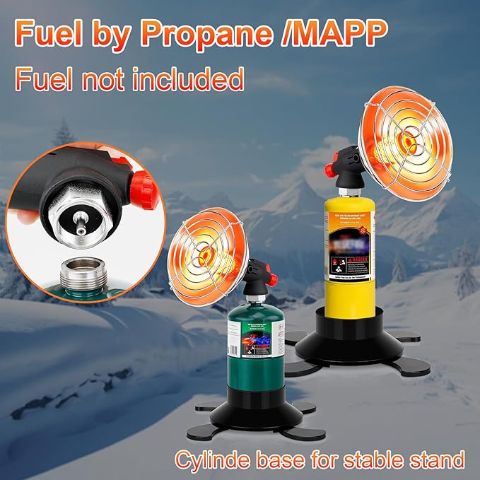 Portable Propane Heater for Camping, Outdoor Space Tent Heater, Cordless Patio Heaters with Electric Igniter, Control Valve, Foldable Gas Tank Holder, Ideal Garage Hiking Ice Fishing Hunting Buddy