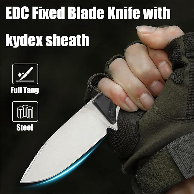 Camping Knife, Fixed Blade Knife With Sheath, Hunting Knife 440c Steel For Outdoor, Hiking, Hunting, Camping (Black)