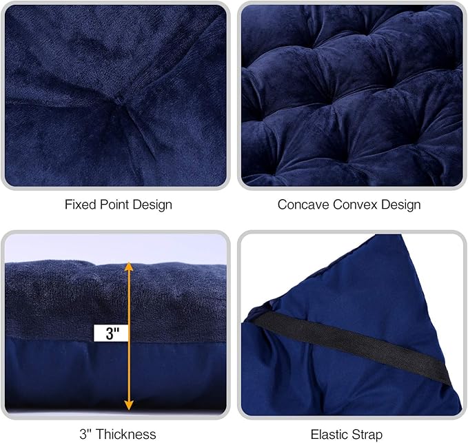 REDCAMP Folding Cot Pads for Sleeping Extra Thick, Soft Comfortable Velvet & Corduroy Cotton Camping Cot Mattress Pad for Backpacking Hiking, Black Blue Brown Grey 75x30 inches