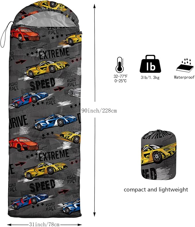 Print sleeping bag,sleeping bags,Outdoor Camping Sleeping Bag,Suitable For Children Boys And Girls Portable,Waterproof,Compact And Lightweight,Great For Outdoor Camping,Backpacking And Hiking
