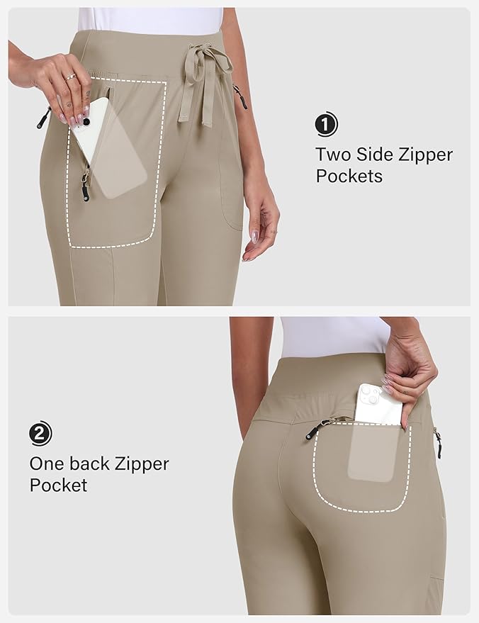 MoFiz Women's Hiking Pants Lightweight Outdoor Quick Dry Travel Joggers Water Resistant Athletic Pants Zipper Pockets