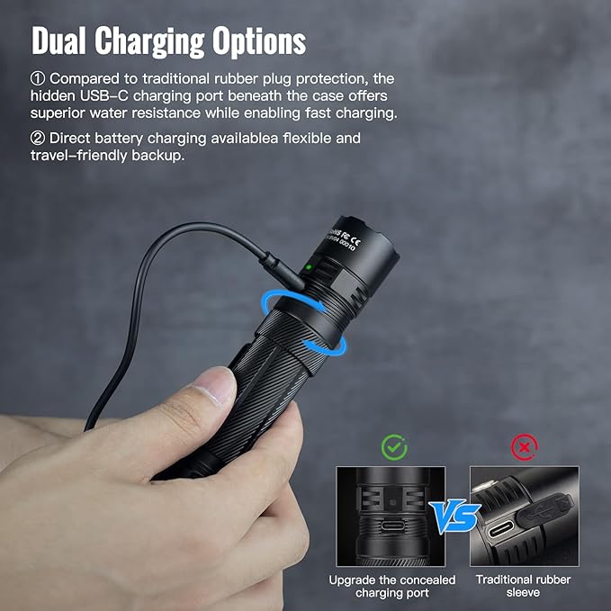 ThruNite Lynx Rechargeable Tactical Flashlight-3100 High Lumen USB-C Power Bank,417m Beam, Dual Rear Switches, IPX8 Waterproof LED Flashlights for Camping Outdoor Personal Defense