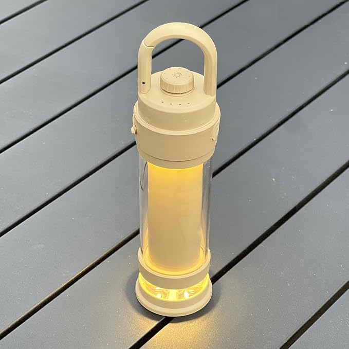 Hanging LED Camping Light with Stand, 4 Modes Dimmable Camp Lamp with Type-C Rechargeable, 4500mAh Tent Ambient Lantern for Outdoor Hiking,Glamping,Emergency(Khaki)