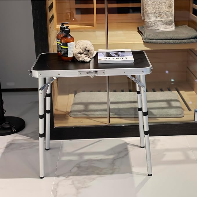 Portable Camping Table, Adjustable Height Aluminum Folding Table, Lightweight & Compact, Outdoor Picnic Table for Camping, Hiking, Beach, BBQ, Travel