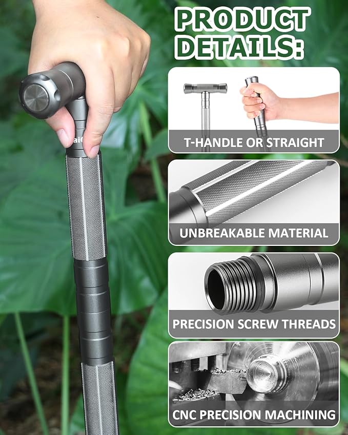 aiGear Tactical Walking Stick - Upgraded Survival Hiking Stick with Outdoor Multi-Tool Gear Trekking Poles for Outdoor Adventures, Trekking, Survival Hiking Tactical Tool