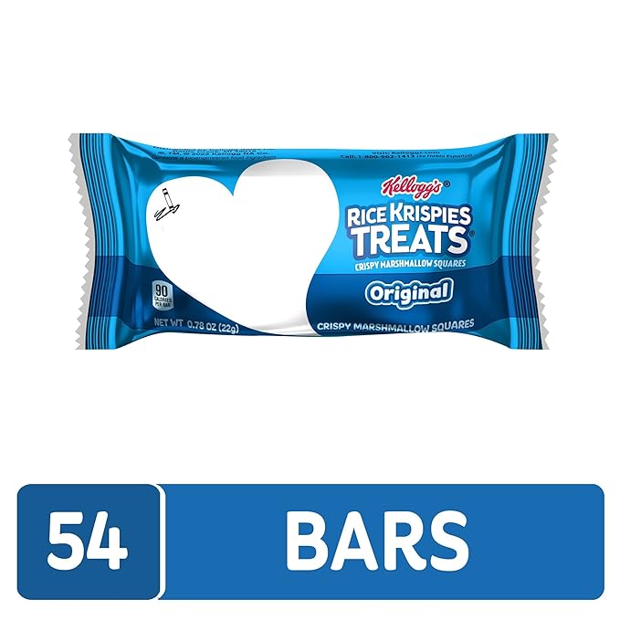 Rice Krispies Treats Crispy Marshmallow Squares, Kids Snacks, Snack Bars, Original (54 Bars) (Pack of 2)