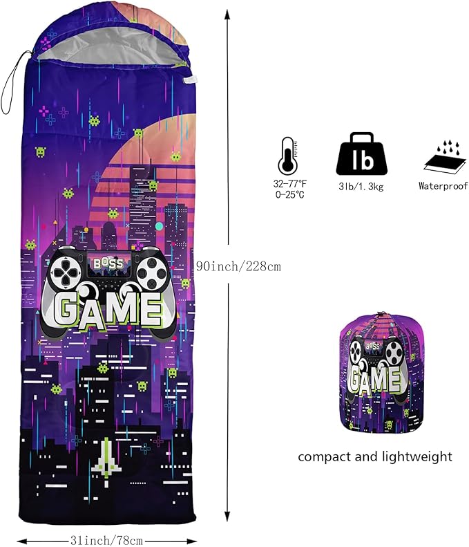 Print sleeping bag,sleeping bags,Outdoor Camping Sleeping Bag,Suitable For Children Boys And Girls Portable,Waterproof,Compact And Lightweight,Great For Outdoor Camping,Backpacking And Hiking