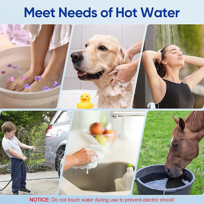 Portable Camping Shower with 6000mAh Battery & 2000W Heater – Rechargeable Camp Shower Pump, LED Screen, Filtered Shower Head, Portable Shower for Camping, Hiking, Travel & Outdoor Cleaning