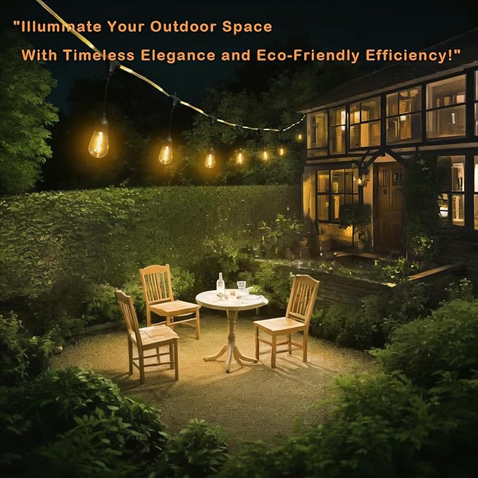 LED Outdoor Edison String Lights Waterproof with Remote 28.2FT, 12 Shatterproof Bulbs with Timer and IC Function, Patio & Backyard Lights, Dimmable Warm White 2700K, ETL Certified