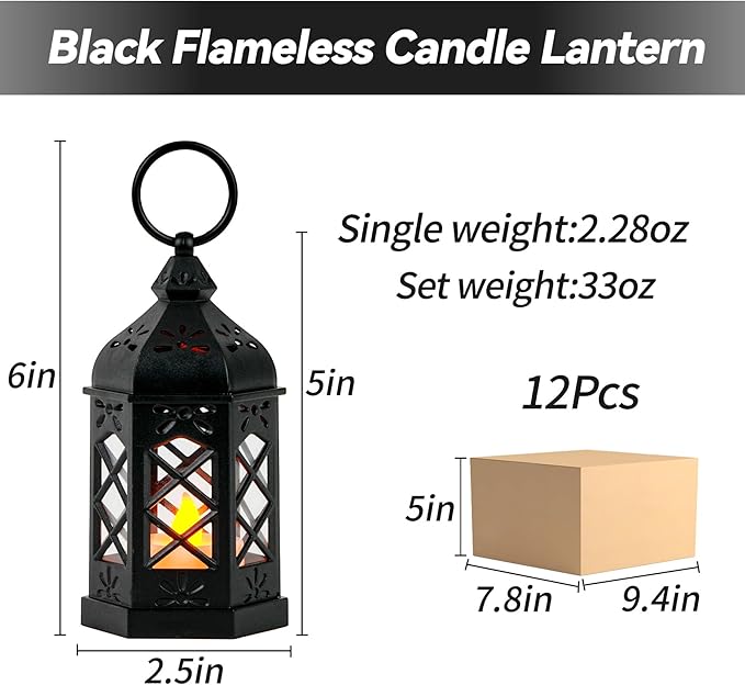 Candle Lanterns Black Lanterns Decorative Indoor Outdoor Mini Small LED Vintage Rustic Gold Hanging Farmhouse Fireplace Lantern Decor Christmas Lantern Centerpieces for Tables Decorations