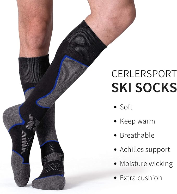 CS CELERSPORT 2/3/4 Pack Ski Socks for Men and Women Skiing, Snowboarding, Winter Performance Socks