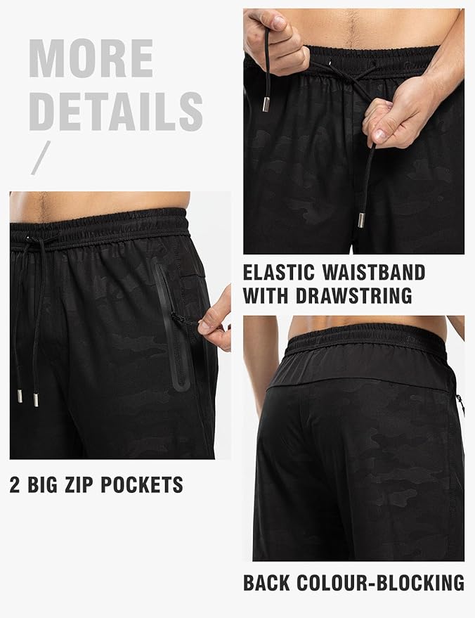 TBMPOY Men's Lightweight Hiking Travel Pants Breathable Athletic Fishing Active Joggers Zipper Pockets