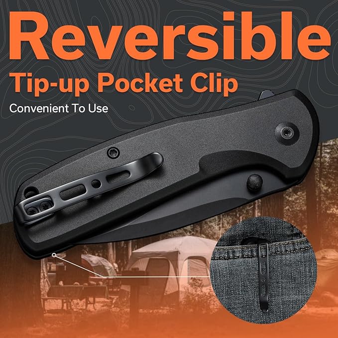 SENCUT ArcBlast Button Lock Knife for EDC, Folding Pocket knife with Aircraft-grade Aluminum Handle and 2.98" 9Cr18MoV Blade, Outdoor Gift for Men and Women S22043B-1 (Black)