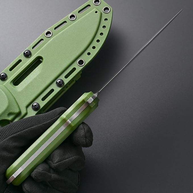 GTK4 Fixed Blade Knife AUS-8 Steel Blade Nylon Fiberglass Handle Full Tang EDC Tool Knifes for Outdoor Camping Survival Adventure(green)