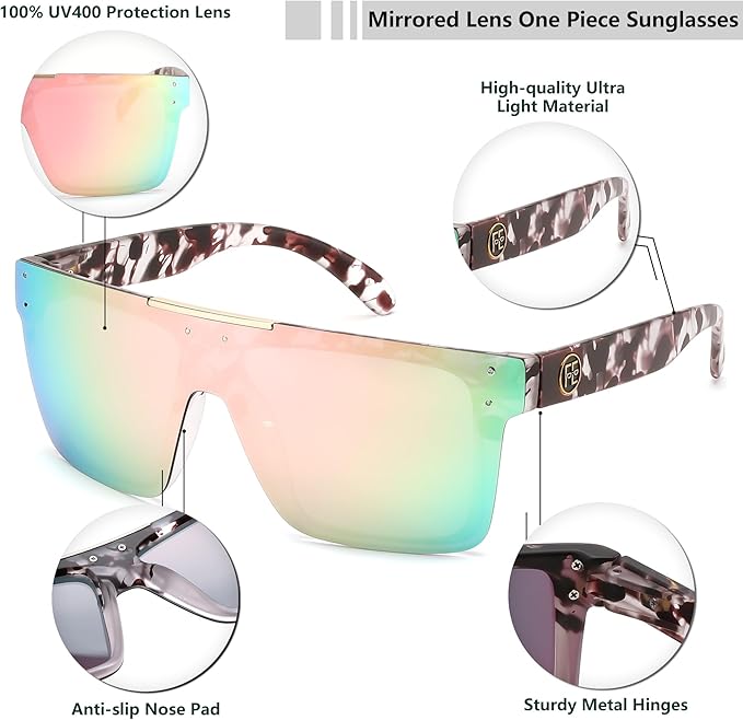 FEISEDY Men Sunglasses Polarized Oversized Square Flat Top Cycling Running Fishing Golf Hiking Sports B2990