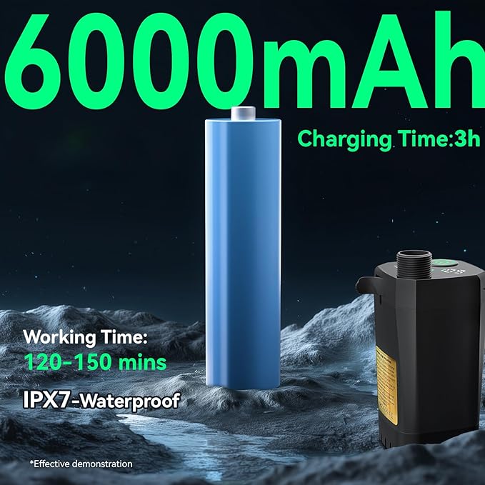 Portable Shower for Camping, 6000mAh Rechargeable Camping Shower Pump with Power & Temperature Display, Shower Head and Bidet Sprayer,Outdoor Shower Pump for Hiking, Travel, Pet