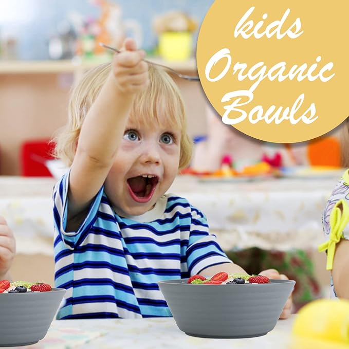 Wheat Straw Bowl Sets,6 PCS Unbreakable Cereal Bowl 36 OZ,Microwave and Dishwasher Safe Bowls,Dorm Bowl Sets BPA Free for Serving Cereal,Oatmeal and Salad (Grey)
