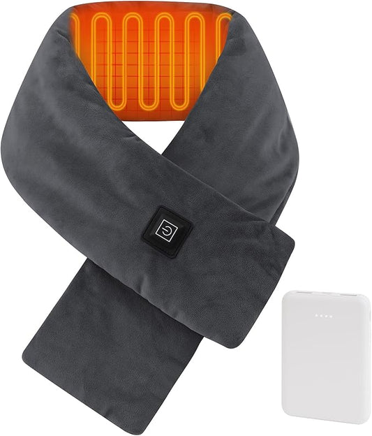 Heated Neck Wrap with 5000 mAh Power Bank, Cordless Heating Pad with Adjustable 3 Heat Settings, Soft Neck Warmer for Pain Relief, Muscle Relaxation, Portable Heated Neck Scarf