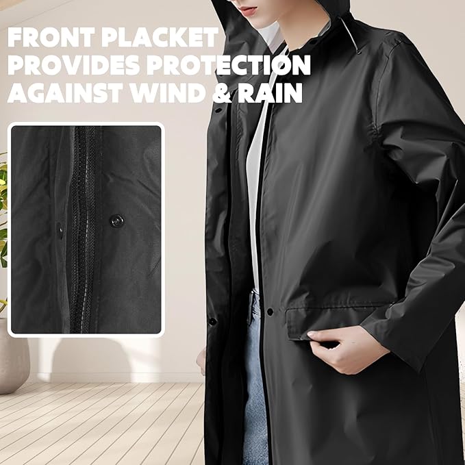 ANYOO Waterproof Rain Poncho Lightweight Reusable Hiking Hooded Coat Jacket for Outdoor Activities