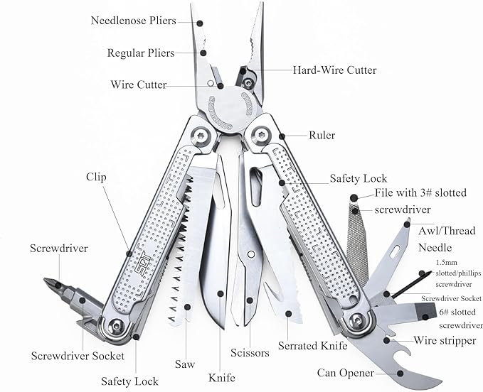 SQT2048 20-in-1 Multitool, Foldable & Self-Locking, Professional Tool for DIY, Home Repairs, Outdoor Camping – Must-Have Gifts for Men, Compact, Durable, All-in-One Tool for Every Task