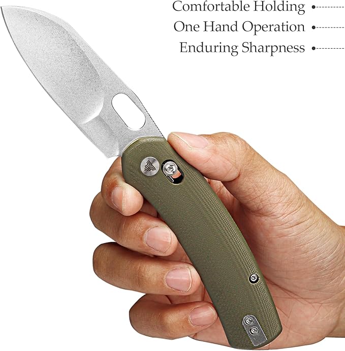 Lamb-03G, Folding Pocket EDC Knife for Men, Crossbar Lock,3” N690 Steel Blade,Black G10 Handle,Outdoor Camping Tool
