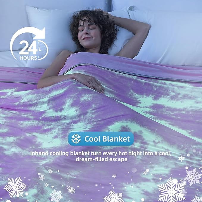inhand Cooling Blanket Queen Size (90"x90"), Cooling Blankets for Hot Sleepers, Absorbs Heat to Keep Adults Cool for Summer Nights Sweats, Thin Cold Lightweight Blanket for Couch Bed, All Season Use