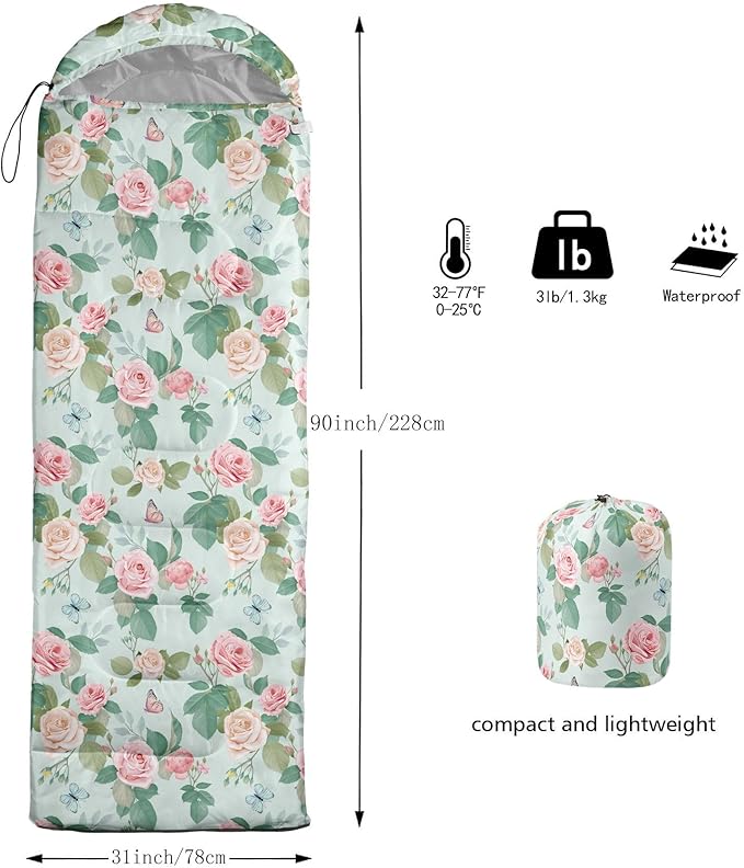 Kids Sleeping Bag for Boys Girls,Checkerboard Cat Print-Lightweight Warm Portable Outdoor Indoor-Waterproof Cold Weather Resistant Sleeping Bag for Camping Hiking