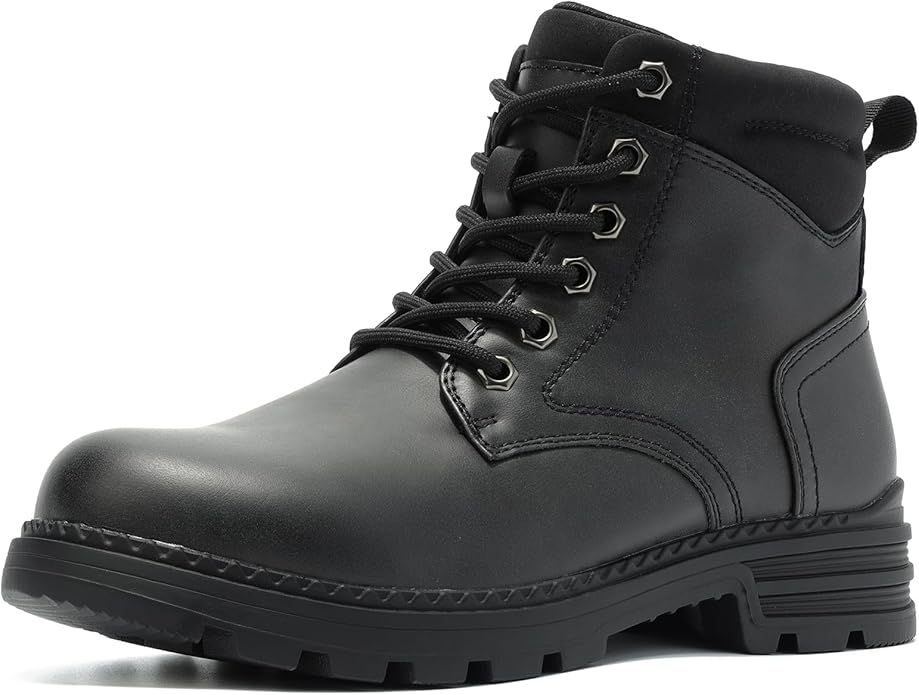 ANJOUFEMME Combat Hiking Boots for Women- Ladies Casual Outdoor Ankle Work Boots Lightweight Lace up Winter Shoes for Backpacking Trekking Walking