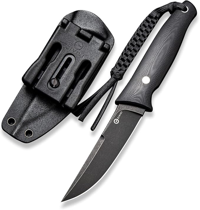CIVIVI Tamashii Fixed Blade Knife with 4.07’’ D2 Blade G10 Handle, Kydex Sheath, T-clip for EDC Outdoor Carry C19046-3
